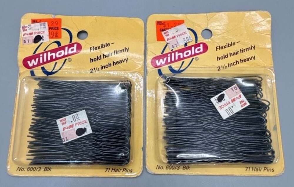 Wilhold No. 600 Black Heavy 2.5” Hair Pins 2 Pks Hair Pieces/Long Hair NOS Vtg